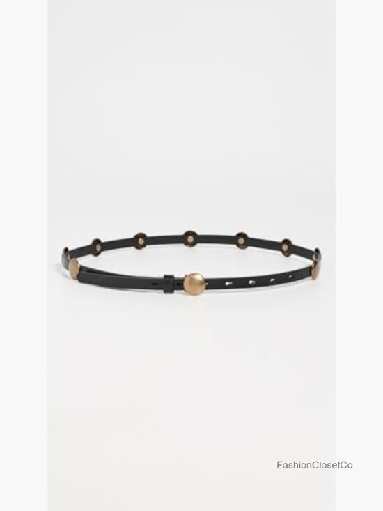 Women\'s Skinny Studded Belt with Gold-Tone Hardware